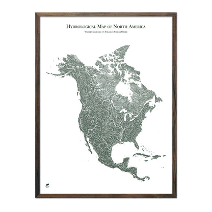 Hydrological Map of North America Green w Walnut