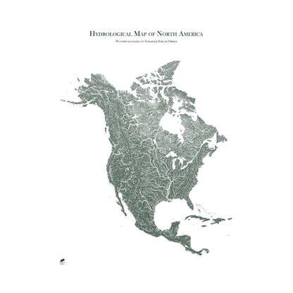 Hydrological Map of North America Green