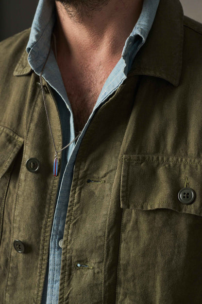 Linen Correspondent Jacket in Military Olive