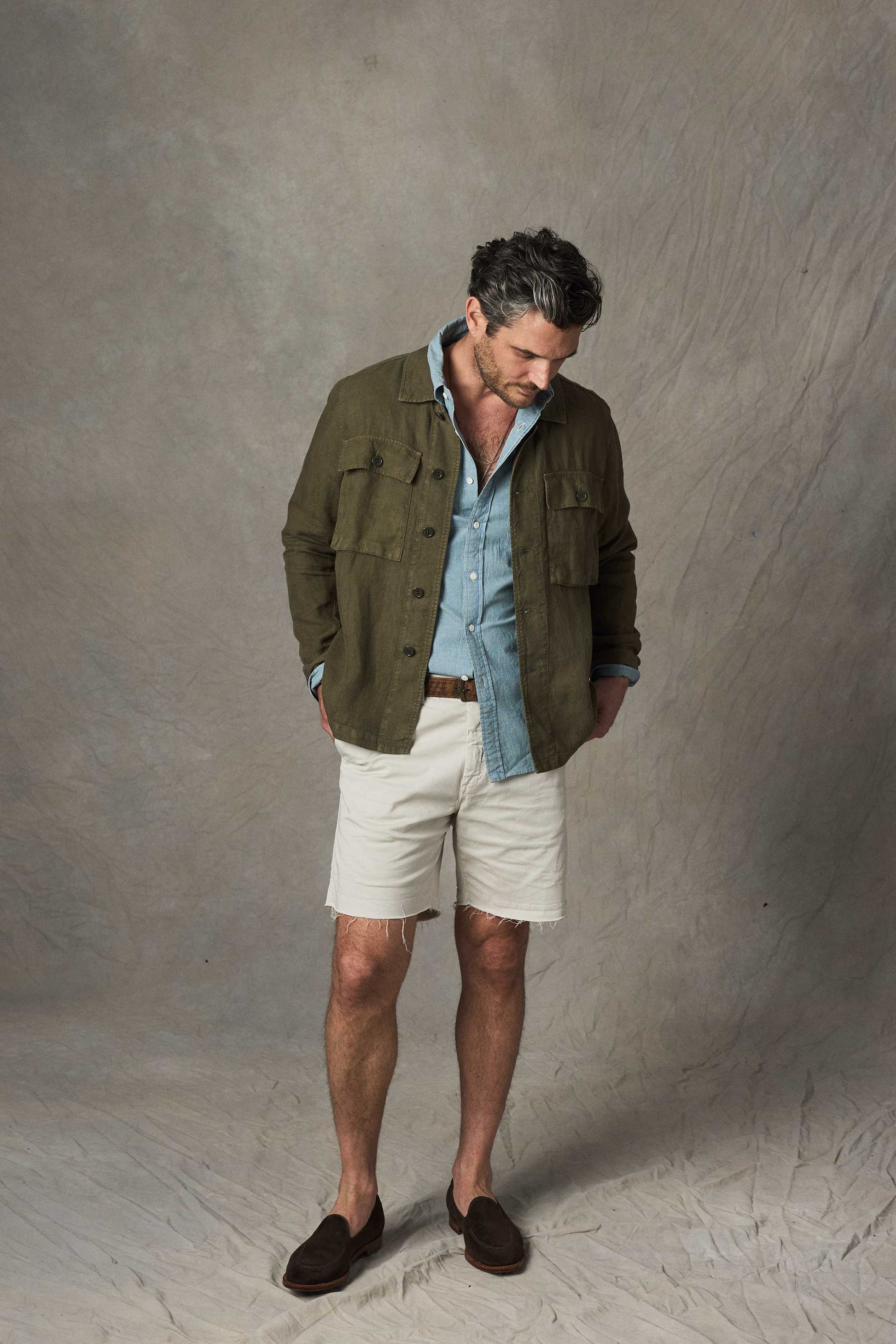 Linen Correspondent Jacket in Military Olive