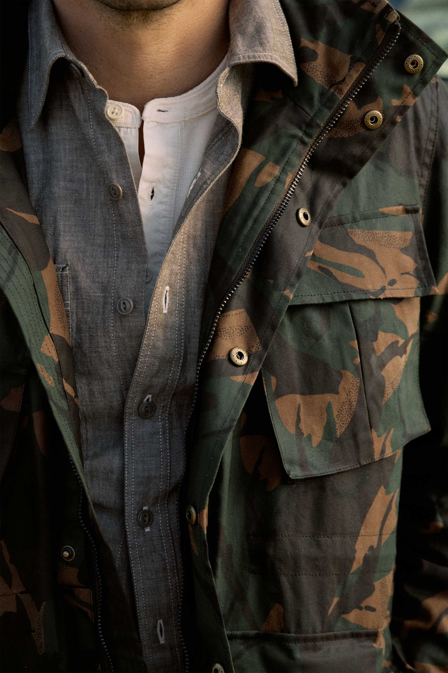 Rivay Waxed Cotton Camo Field Jacket