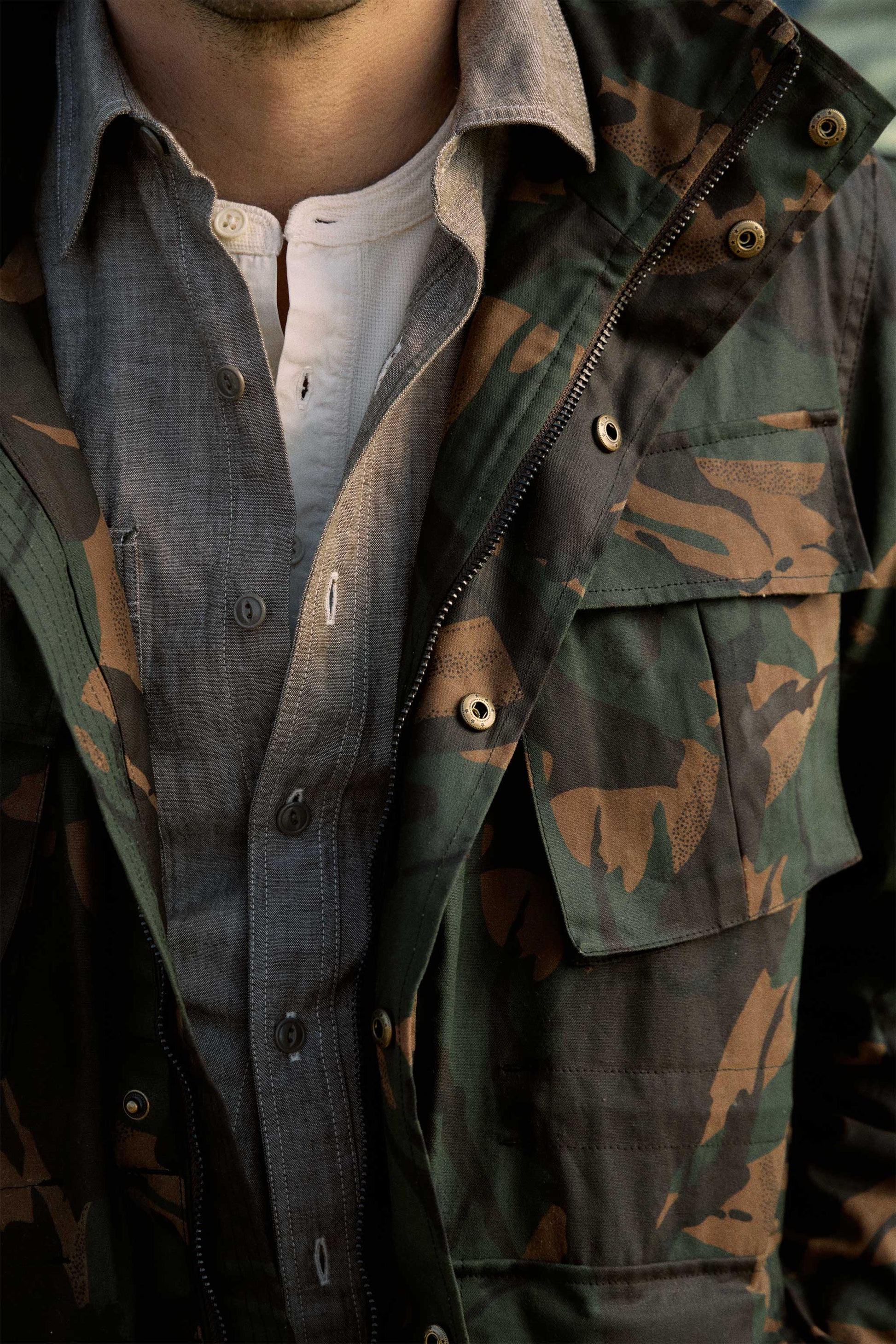 Rivay Waxed Cotton Camo Field Jacket