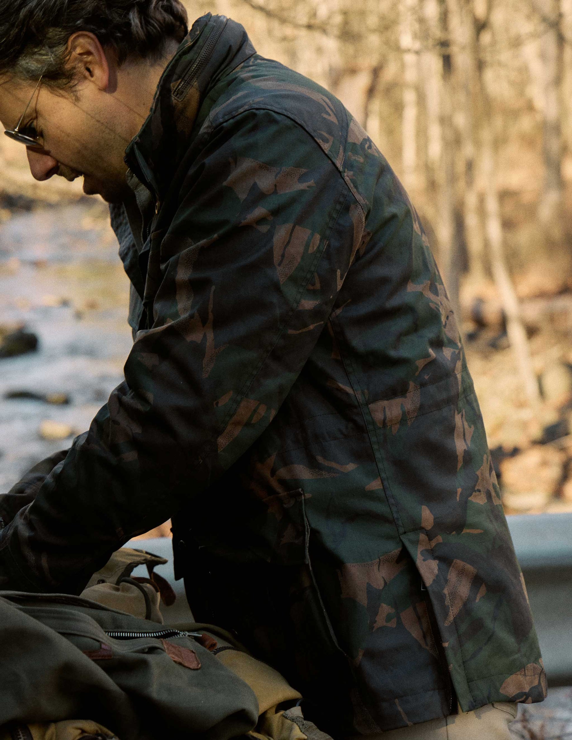 Rivay Waxed Cotton Camo Field Jacket
