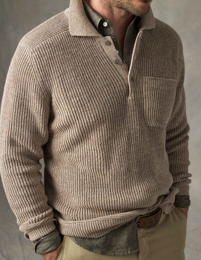 Porto Linen Cotton Sweater in Driftwood