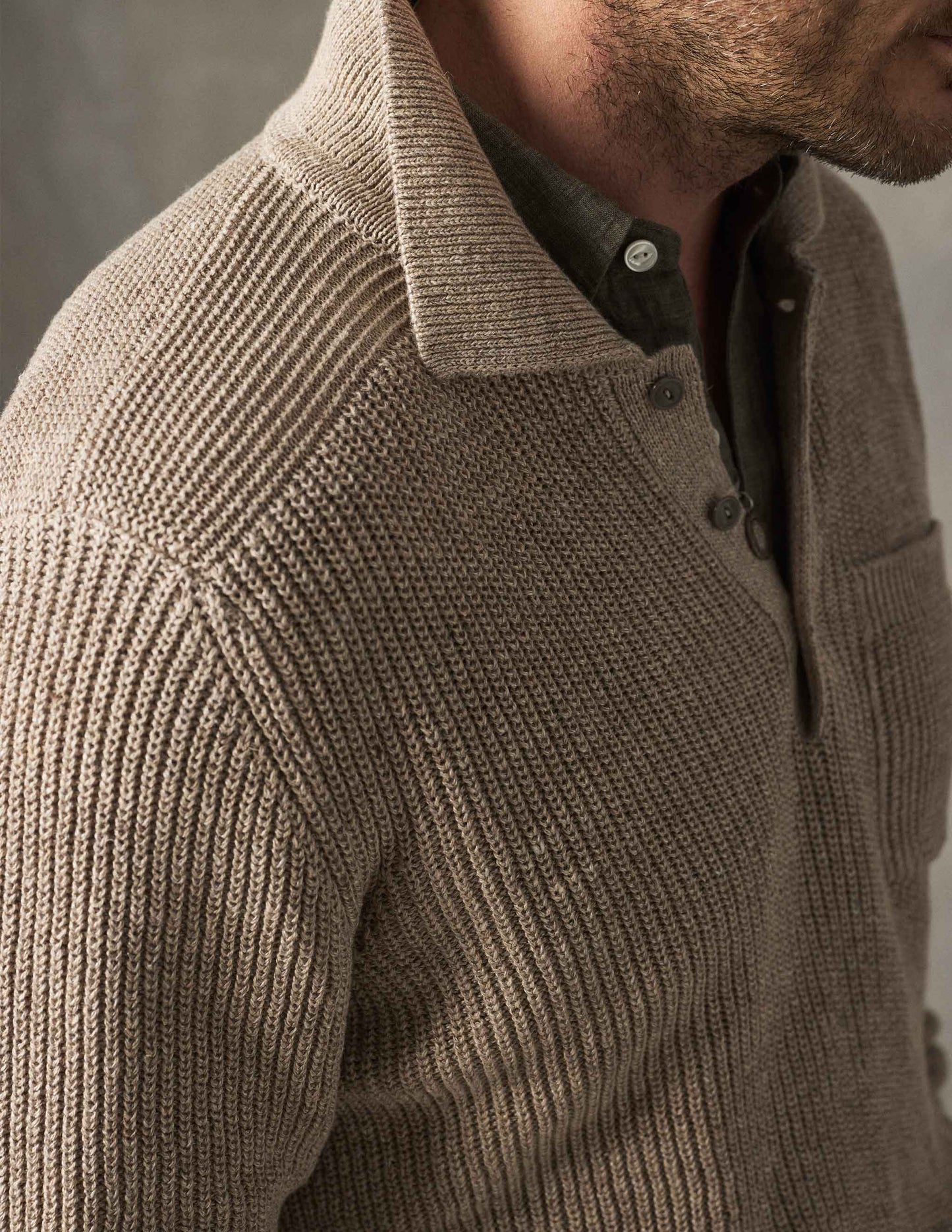 Porto Linen Cotton Sweater in Driftwood