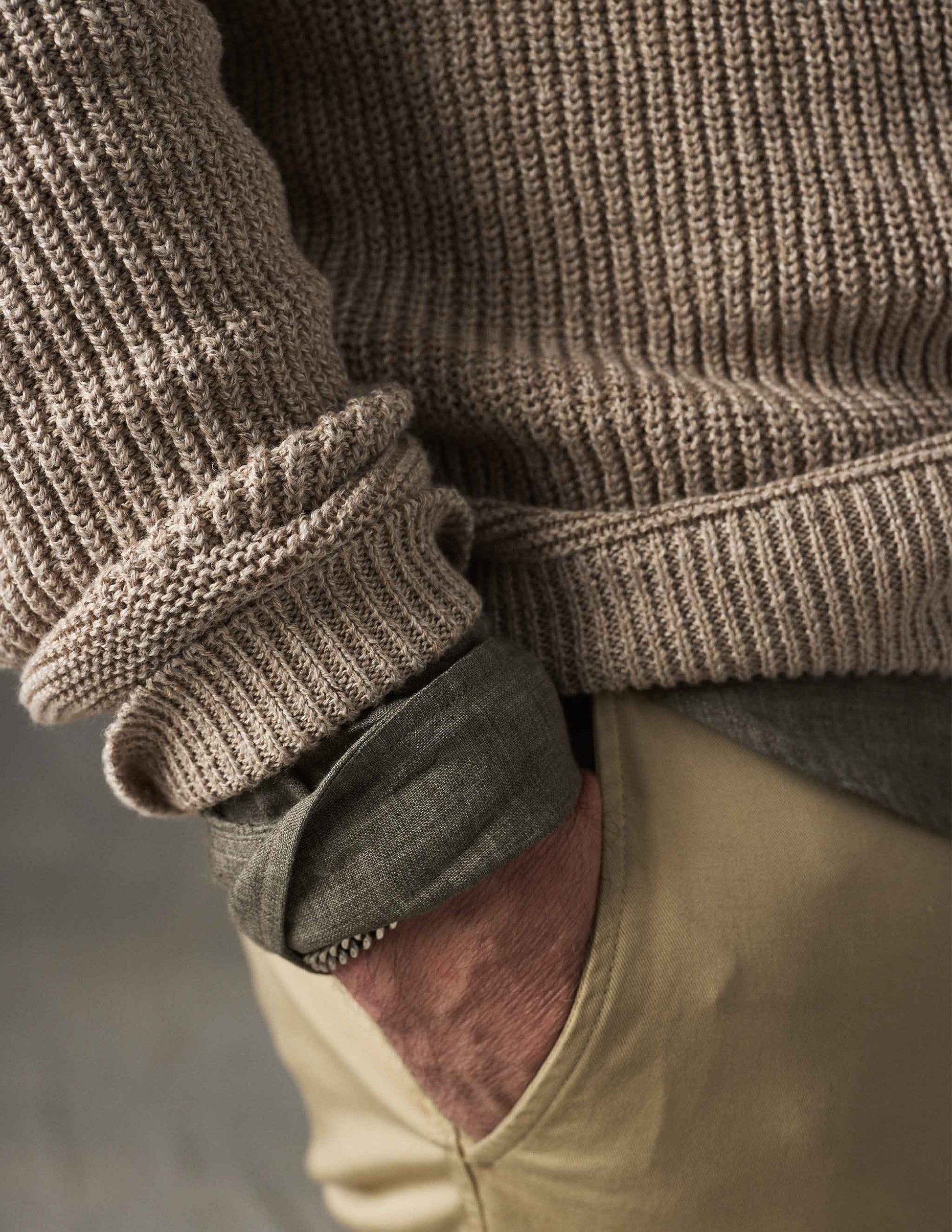 Porto Linen Cotton Sweater in Driftwood