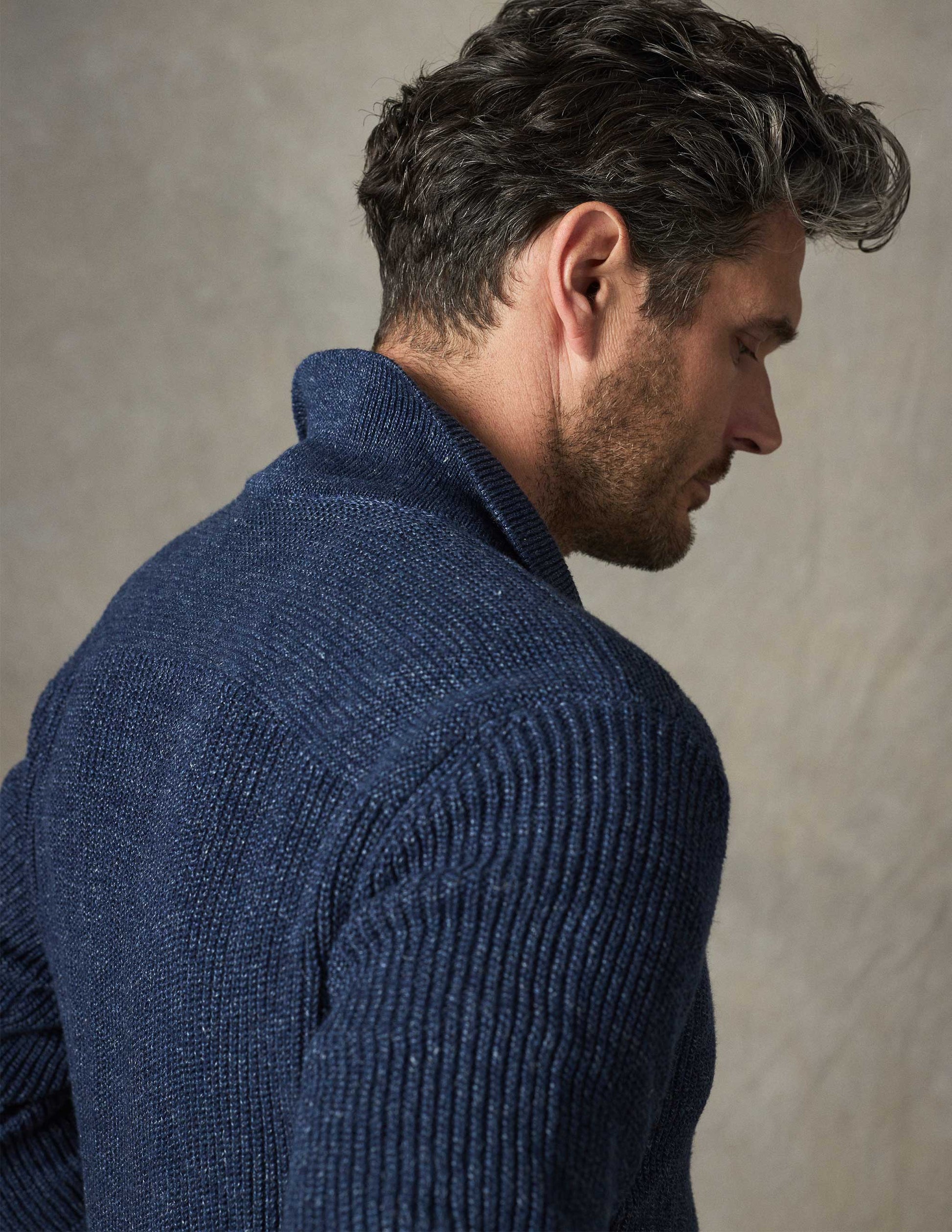 Porto Linen Cotton Sweater in Indigo