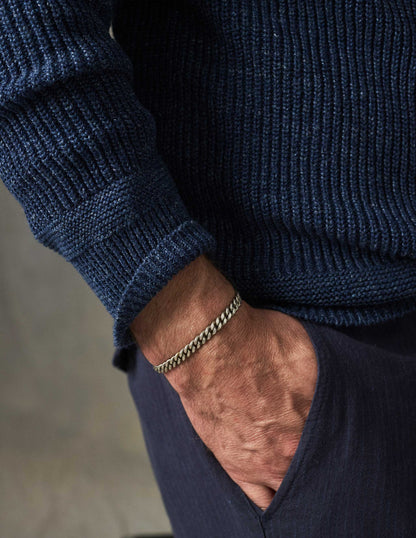 Porto Linen Cotton Sweater in Indigo