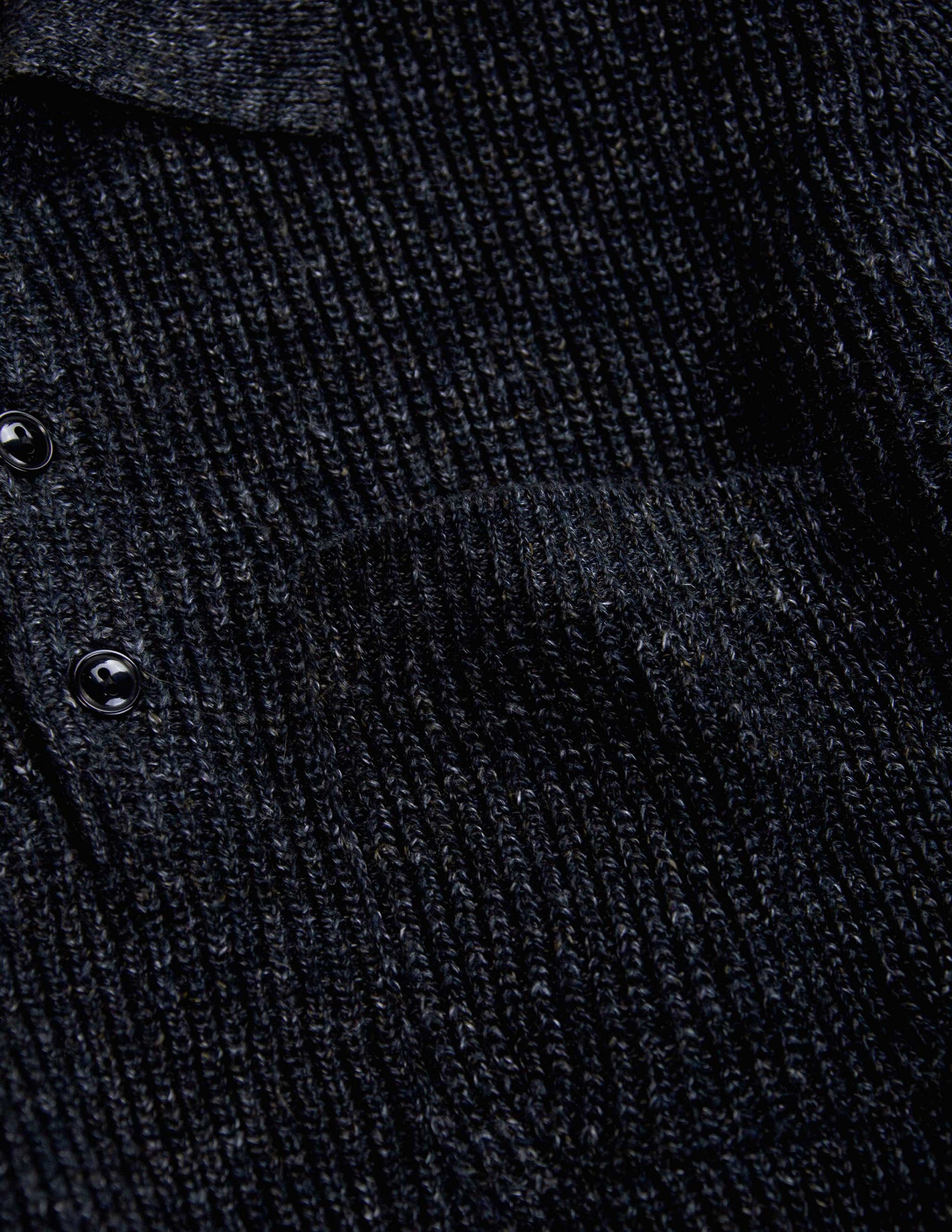 Porto Linen Cotton Sweater in Black Marl
