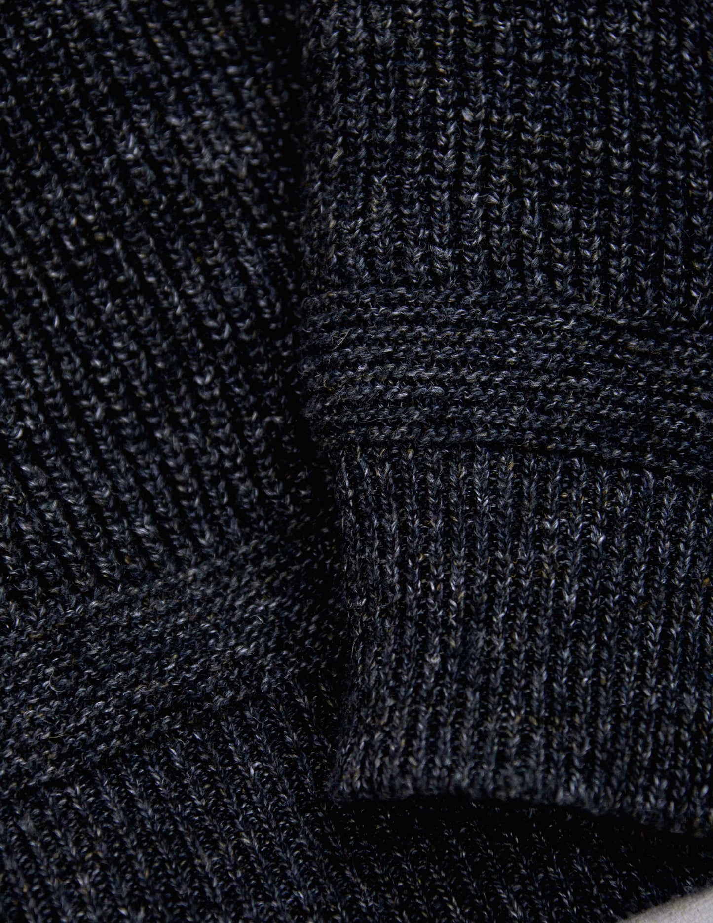 Porto Linen Cotton Sweater in Black Marl