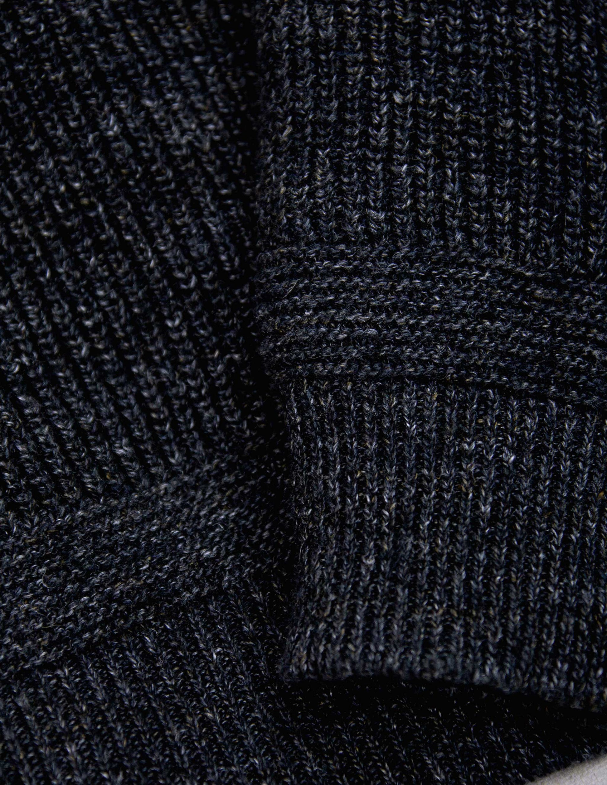 Porto Linen Cotton Sweater in Black Marl