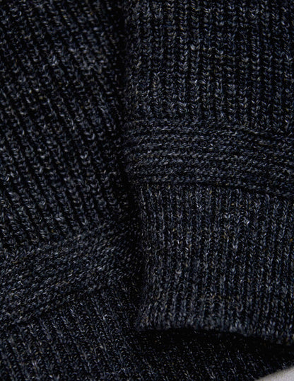 Porto Linen Cotton Sweater in Black Marl