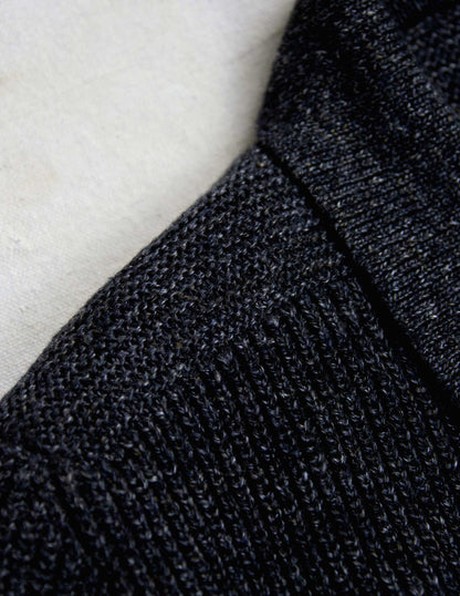 Porto Linen Cotton Sweater in Black Marl
