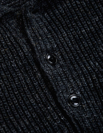 Porto Linen Cotton Sweater in Black Marl