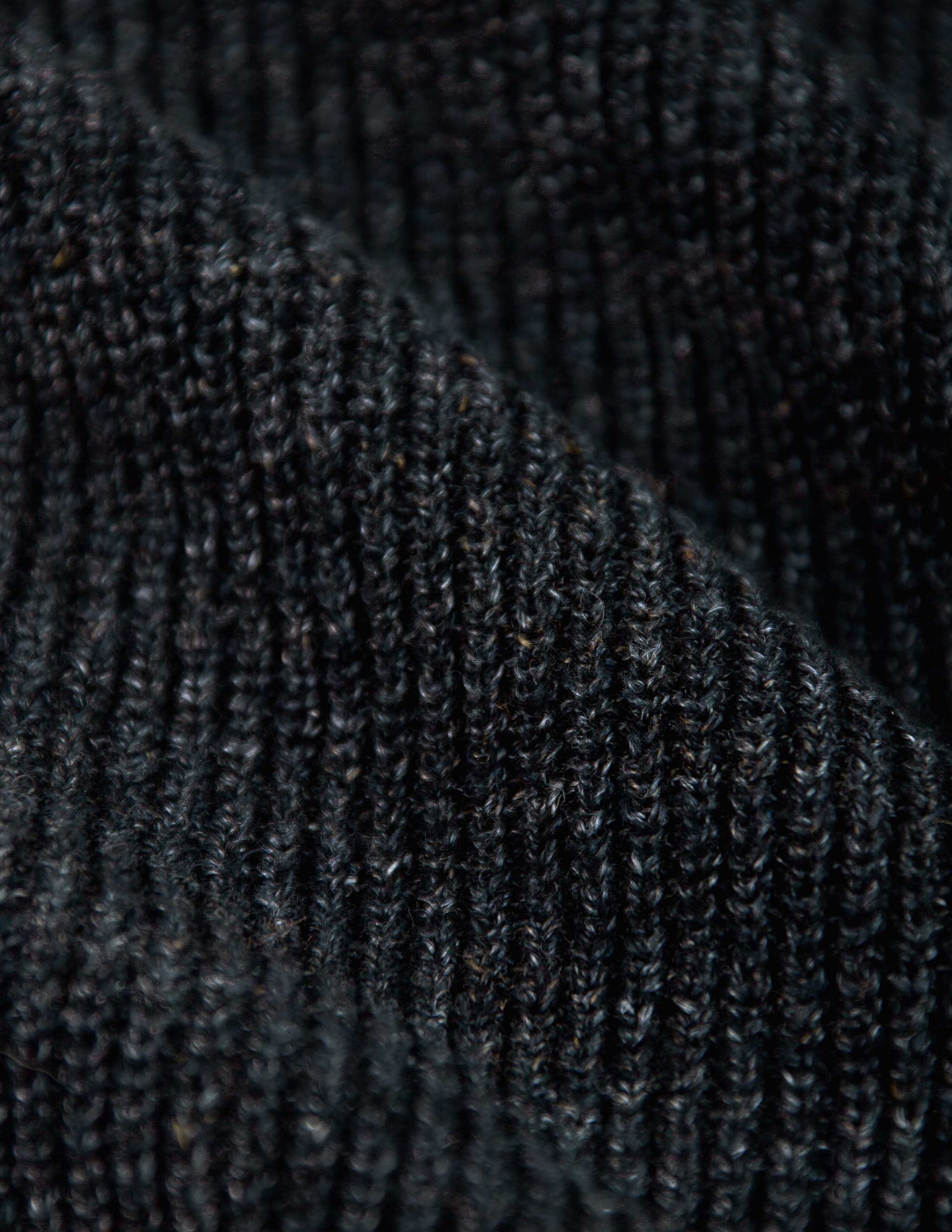 Porto Linen Cotton Sweater in Black Marl