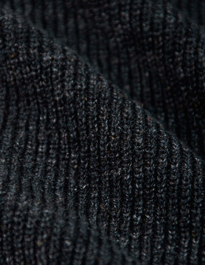 Porto Linen Cotton Sweater in Black Marl
