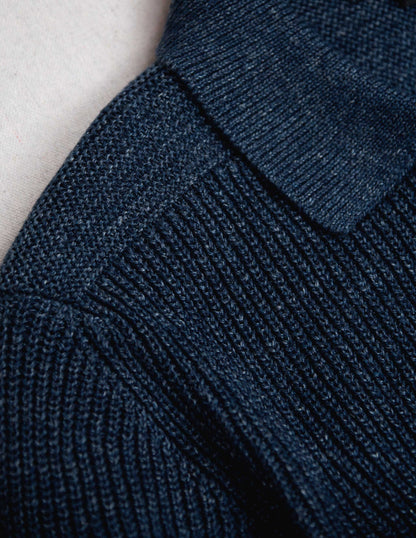 Porto Linen Cotton Sweater in Indigo
