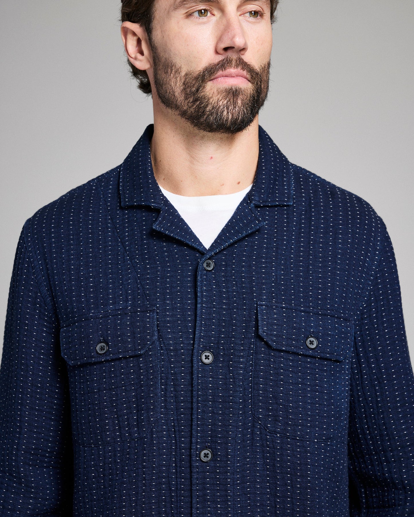 Billy Reid Pin Dot Dobby Two Pocket Overshirt