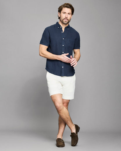 Billy Reid Short Sleeve Linen Tuscumbia Shirt Button Down