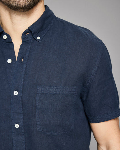 Billy Reid Short Sleeve Linen Tuscumbia Shirt Button Down