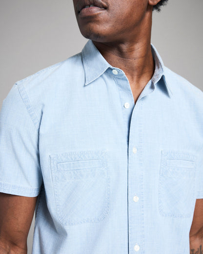 Billy Reid Short Sleeve Chambray Donelson Shirt