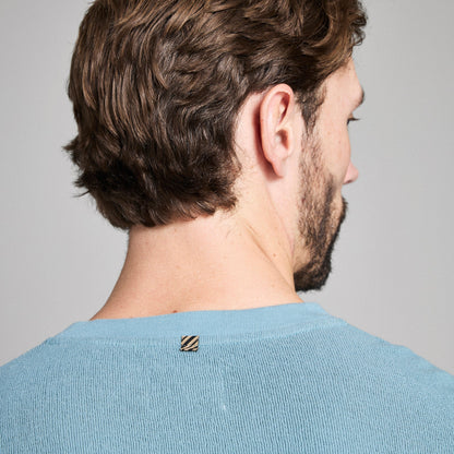 Billy Reid Crinkle Rib Crew in Steel Blue