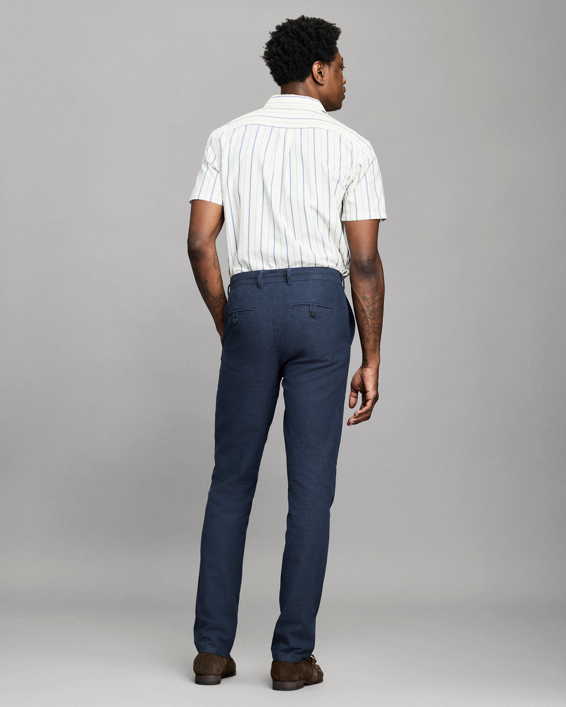Billy Reid Chambray Flat Front Pant
