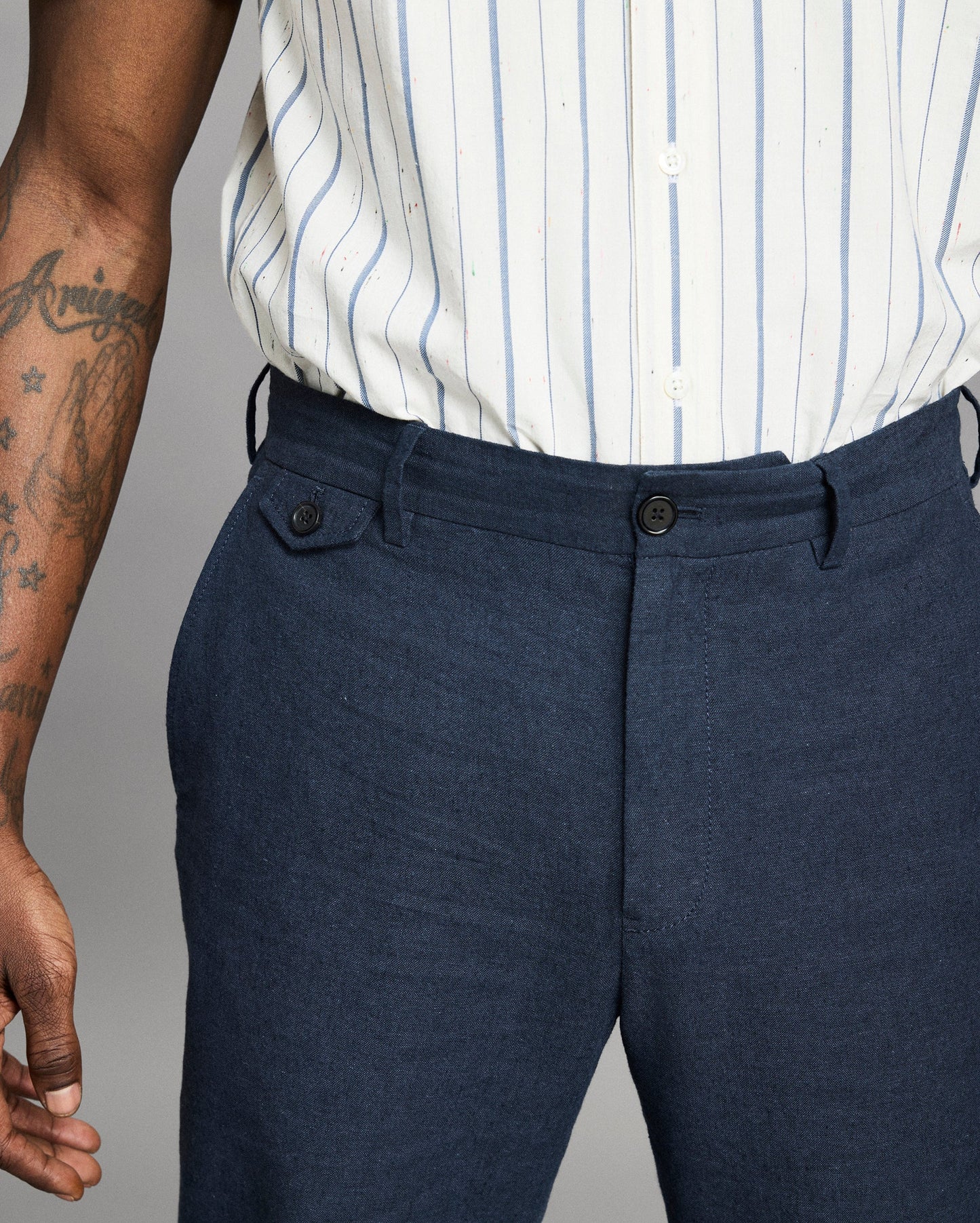 Billy Reid Chambray Flat Front Pant