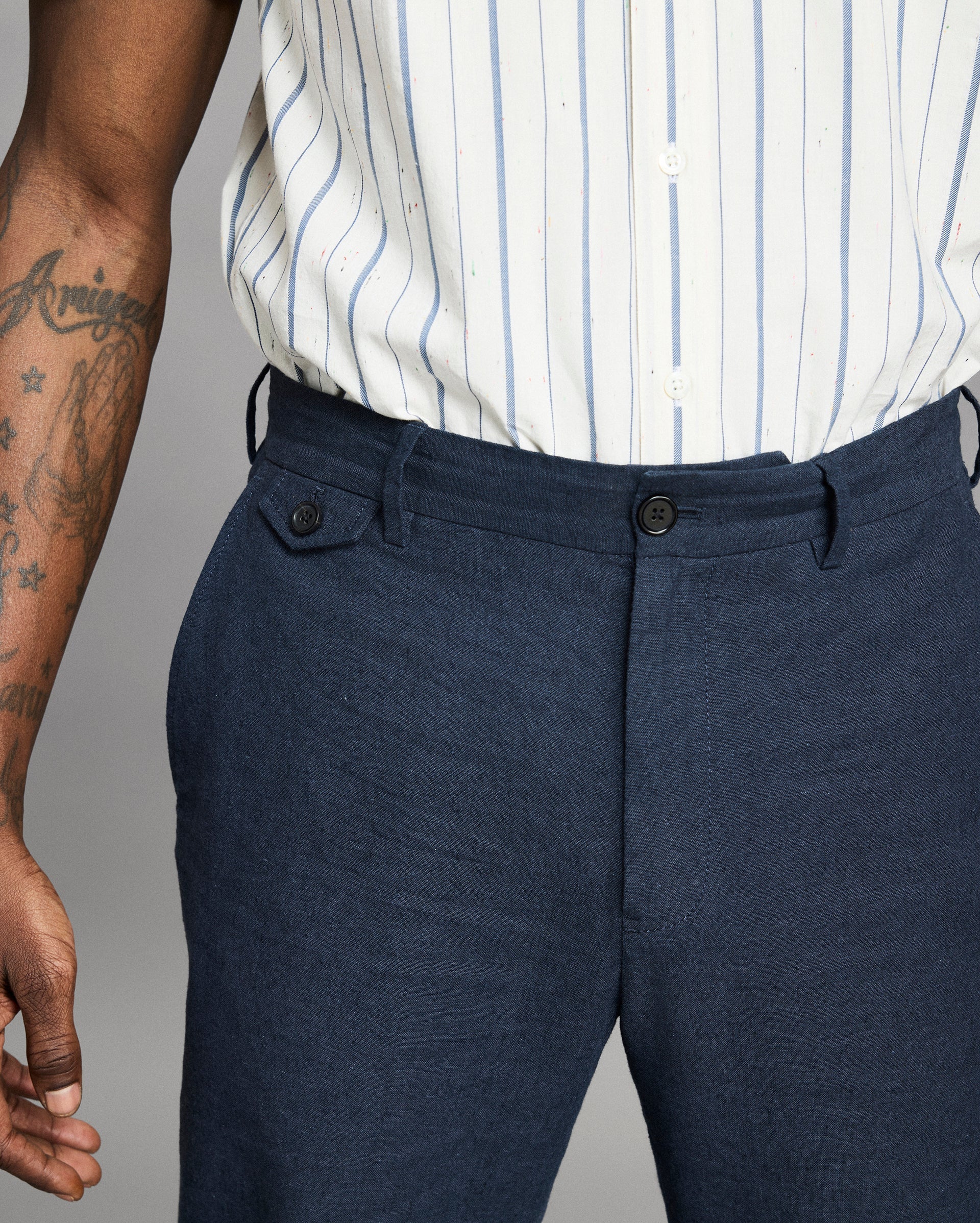 Billy Reid Chambray Flat Front Pant