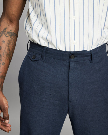 Billy Reid Chambray Flat Front Pant