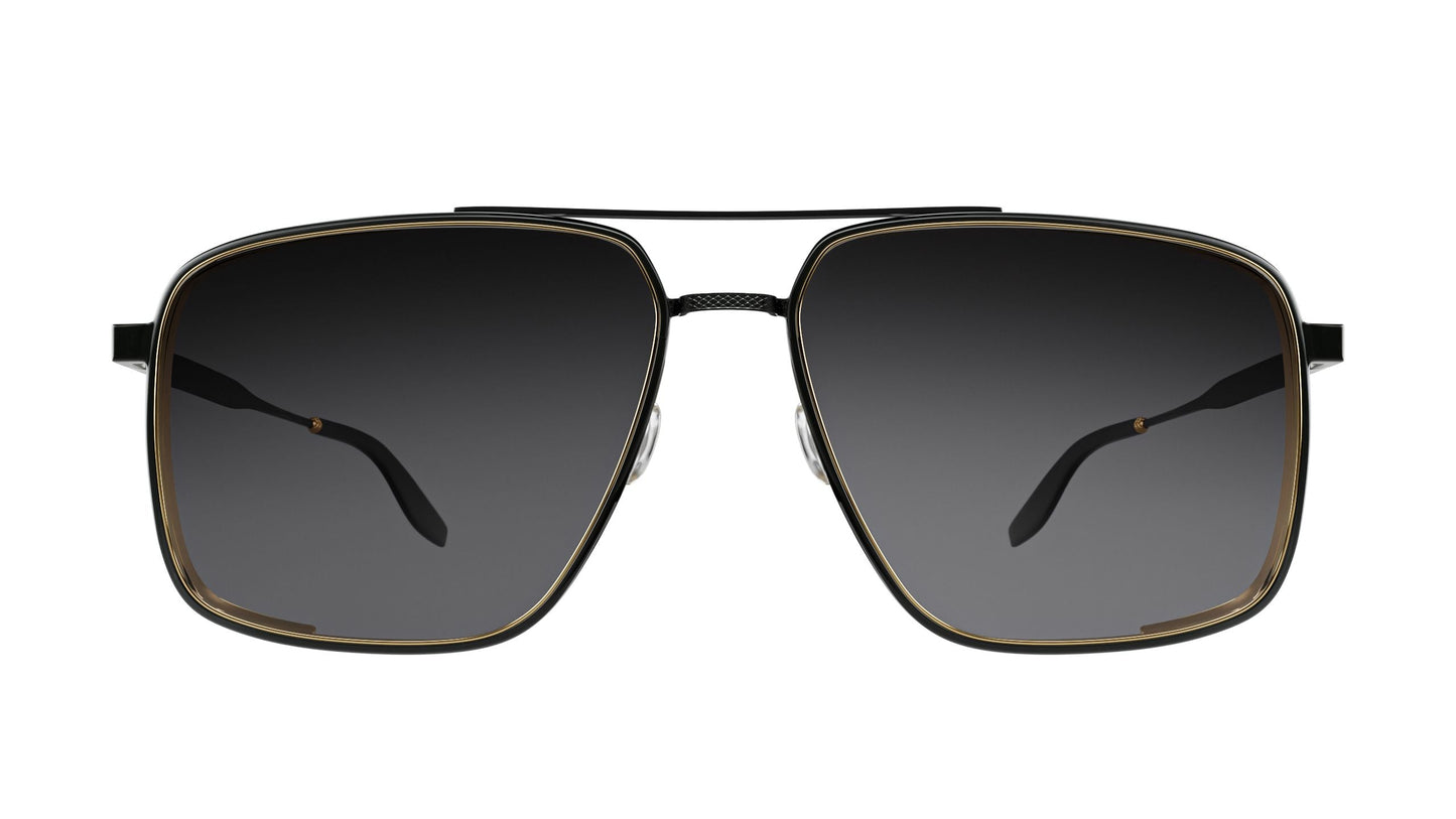 Barton Perreira 007 Scaramanga Sunglasses Black Satin Gold Noir (AR) With Breath Logo