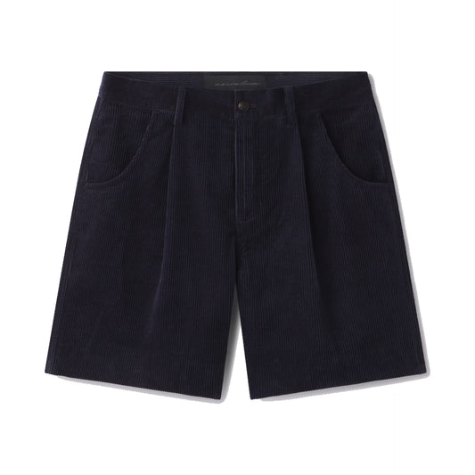 AARON LEVINE SINGLE PLEAT CORDUROY SHORT NAVY
