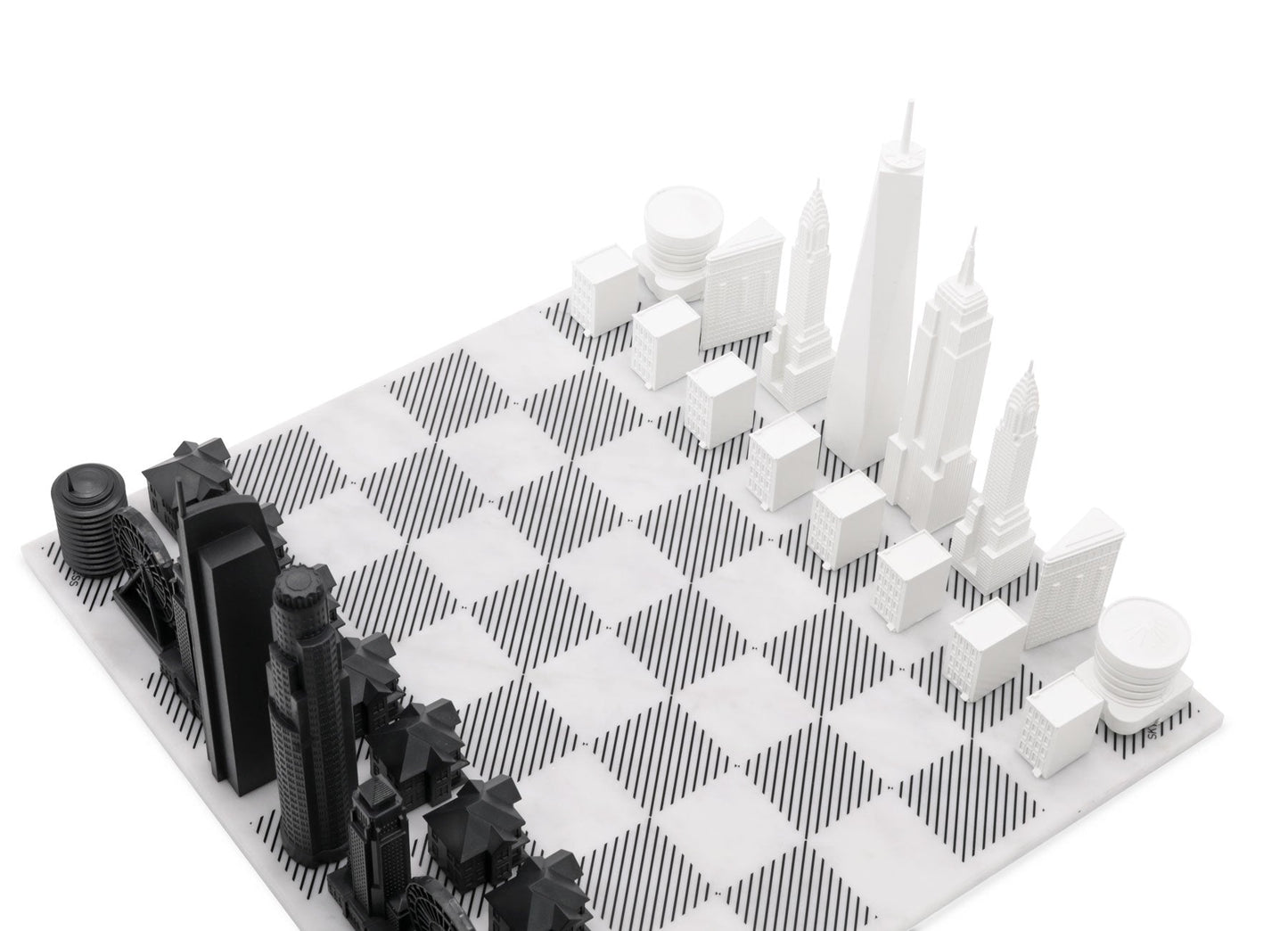 New York Vs. Los Angeles Marble Board Chess Set