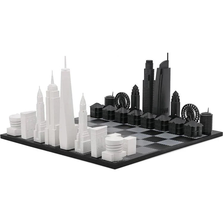 New York Vs. Los Angeles Marble Board Chess Set