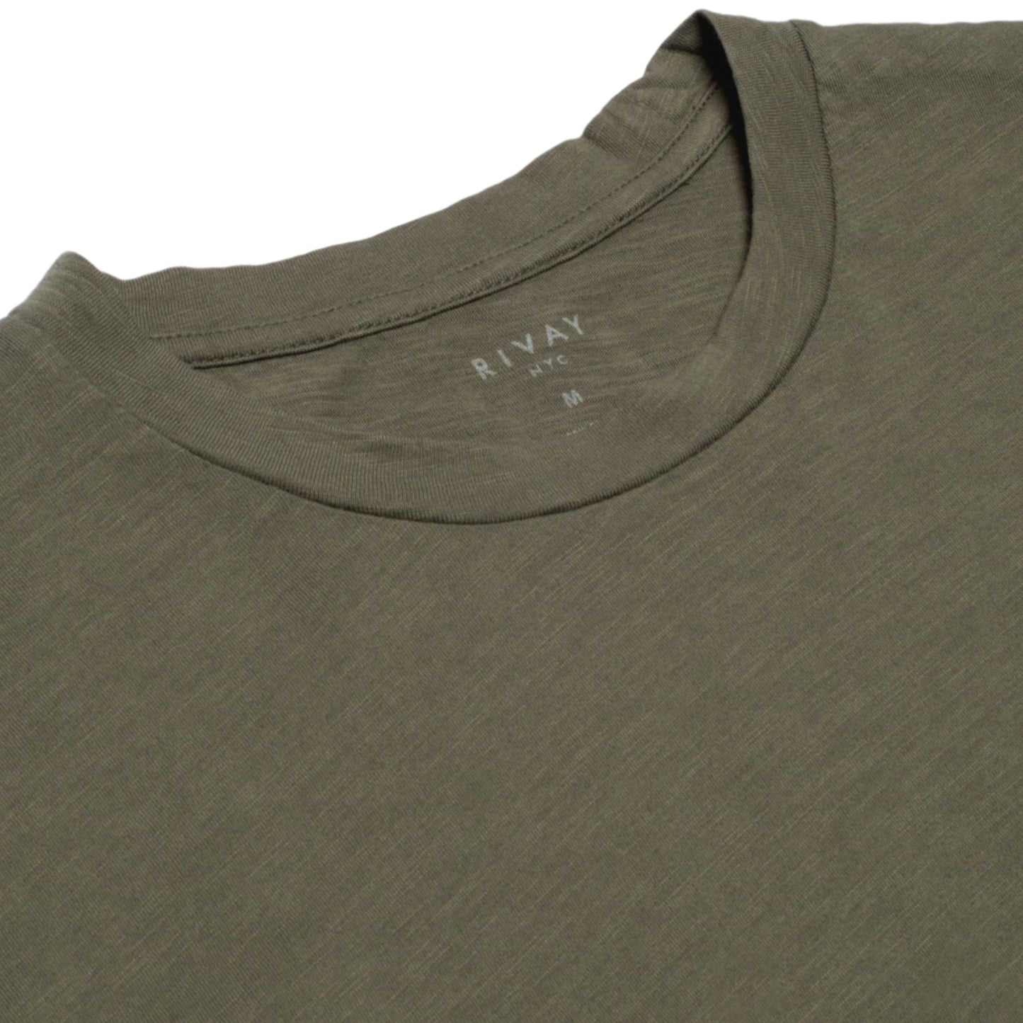 RIVAY Slub Cotton Pocket Tee in Olive