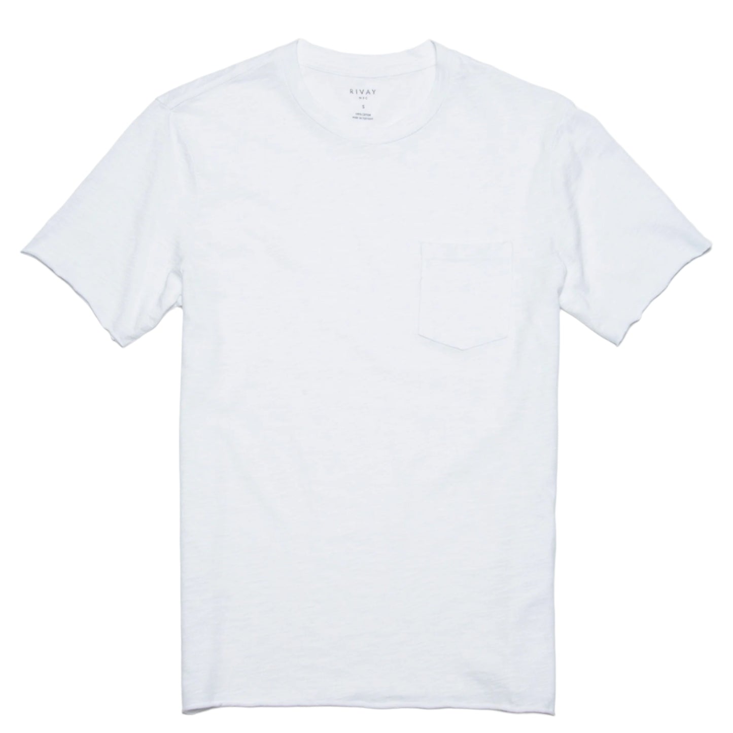 RIVAY Slub Cotton Pocket Tee in White