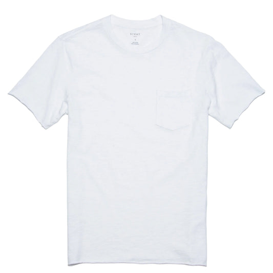 RIVAY Slub Cotton Pocket Tee in White