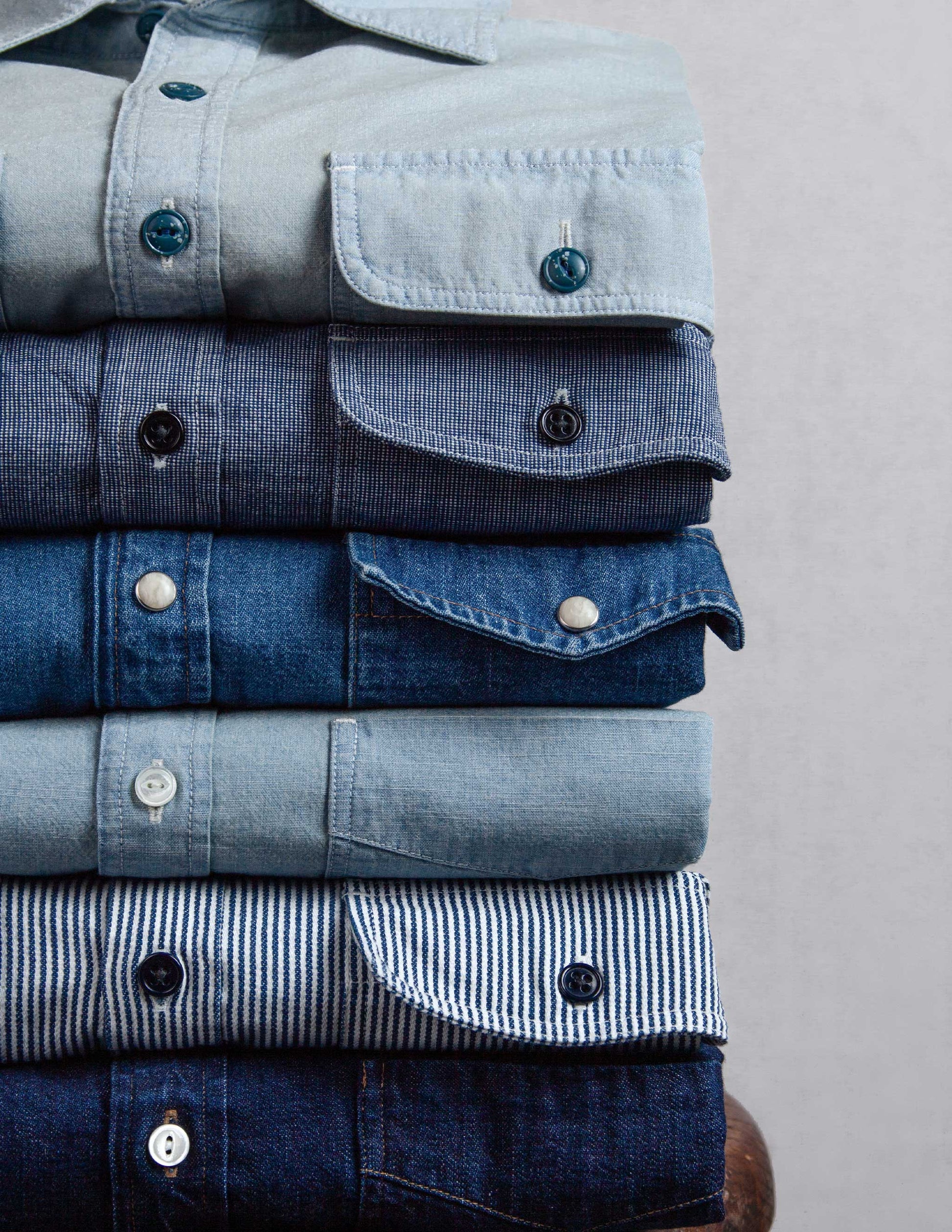 Hawker Indigo End-on-End Camp Shirt in Medium Wash