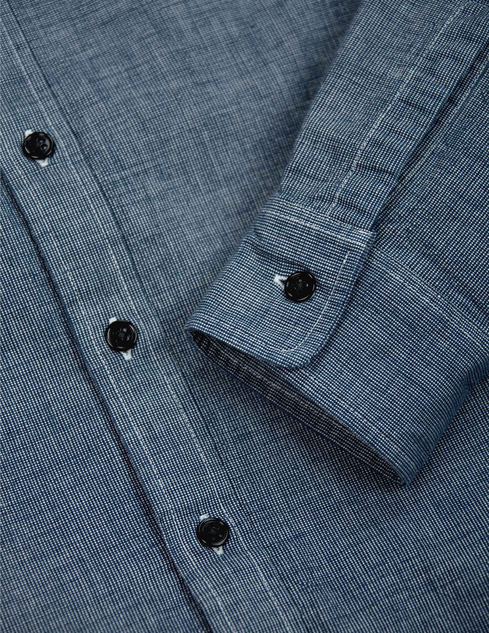 Hawker Indigo End-on-End Camp Shirt in Medium Wash