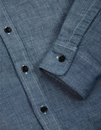 Hawker Indigo End-on-End Camp Shirt in Medium Wash
