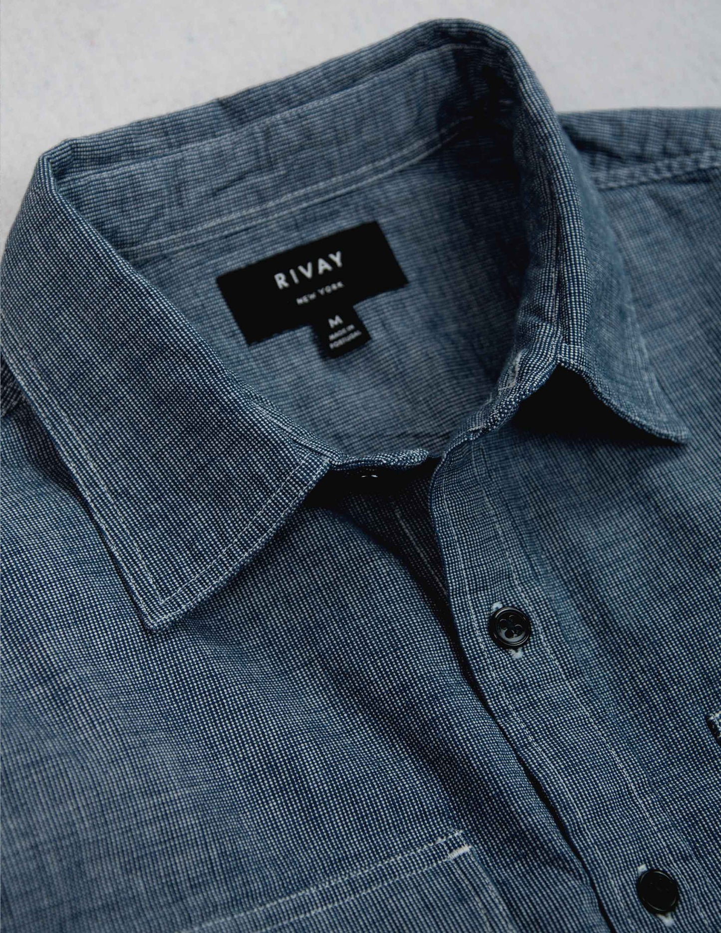 Hawker Indigo End-on-End Camp Shirt in Medium Wash