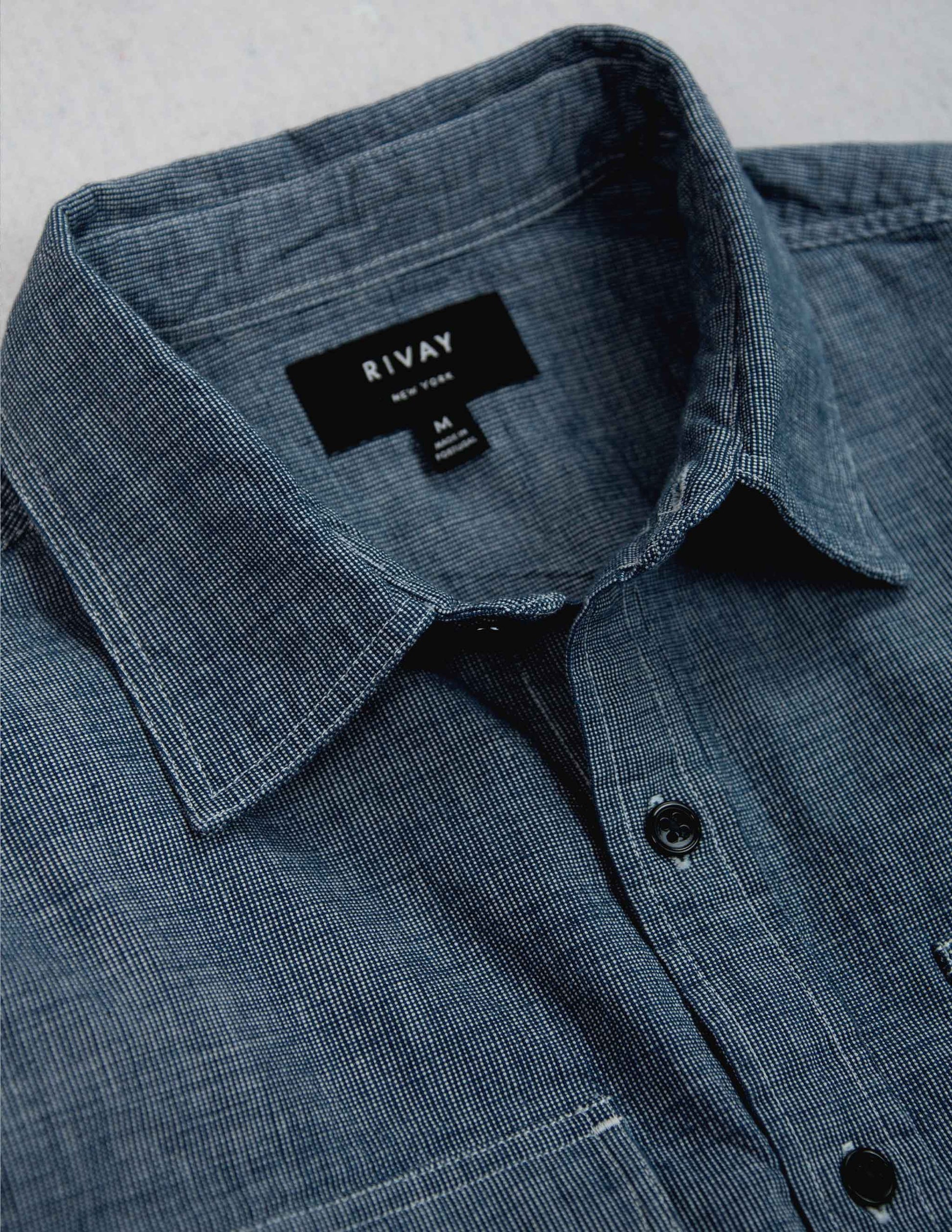Hawker Indigo End-on-End Camp Shirt in Medium Wash