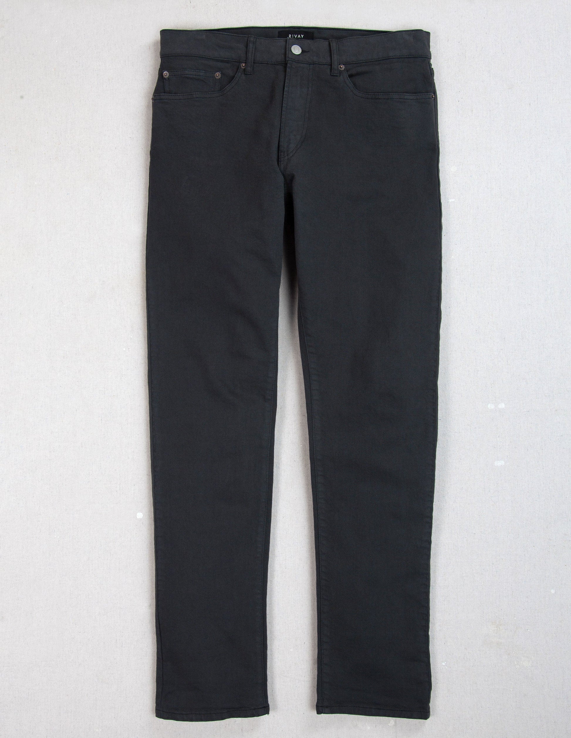 Rivay Wade Garment Dyed Washed Black Five Pocket Pant Carbon