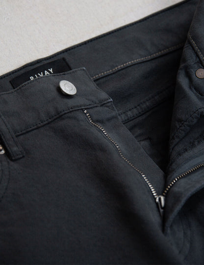 Rivay Wade Garment Dyed Washed Black Five Pocket Pant