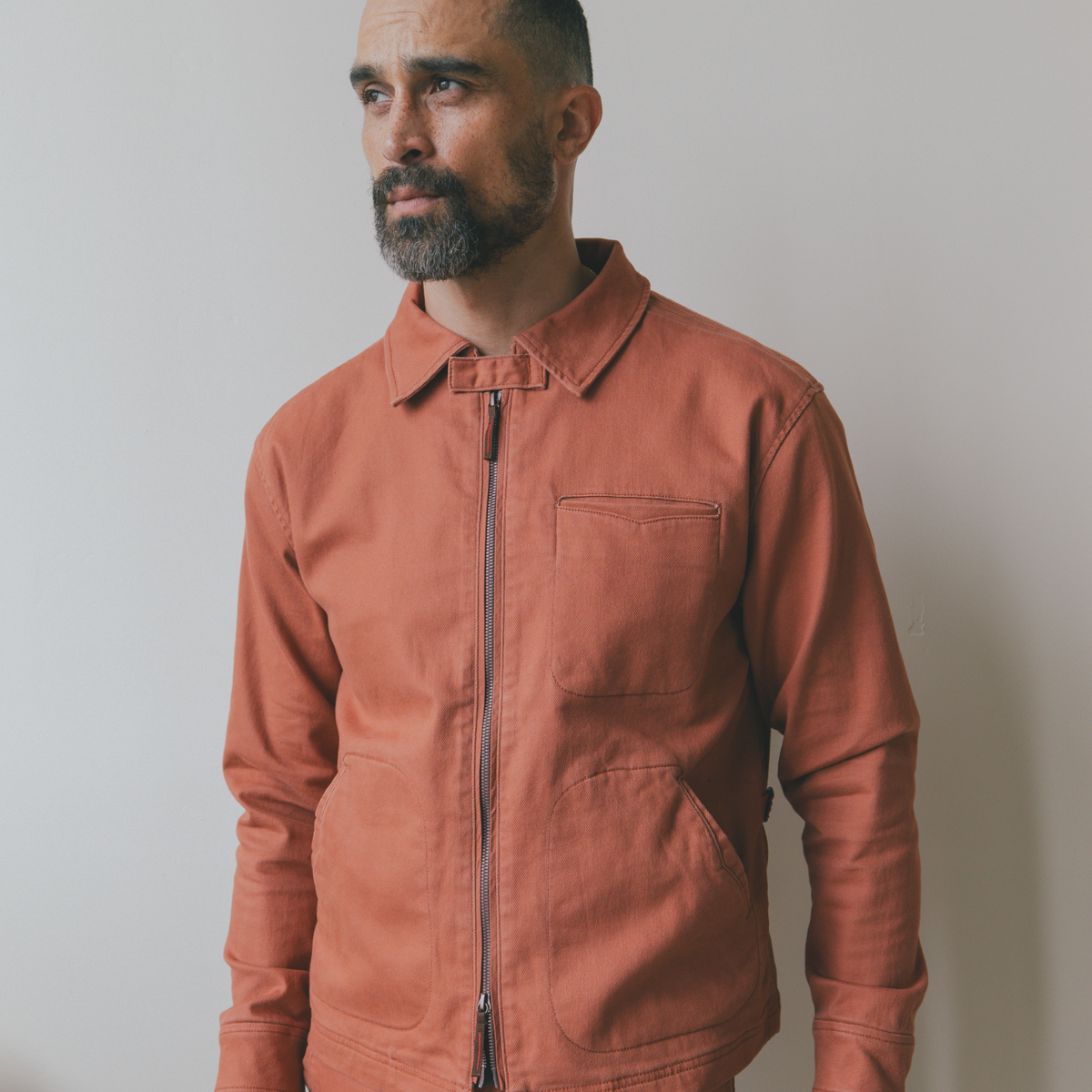 Service Jacket in Steel Twill and Teolai Flannel