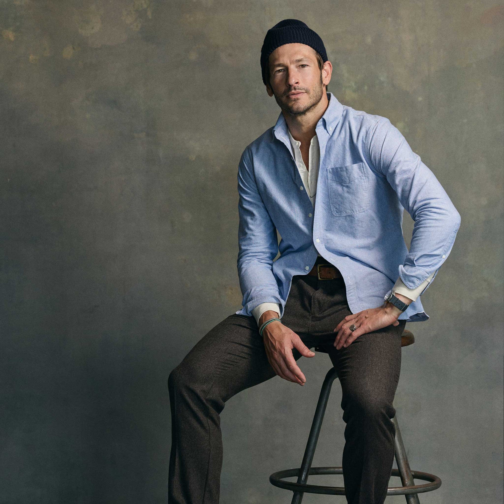 french blue button down dress shirt Rivay Shaw Selvedge Oxford Button Down in French Blue