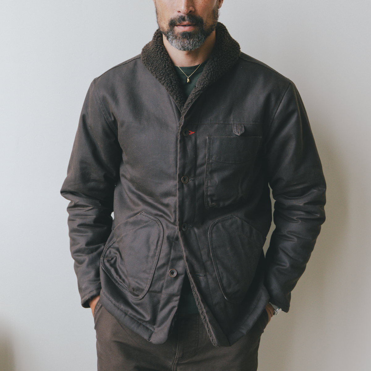 Imperfects Sherpa Shepherds Shirt in Waxed Canvas