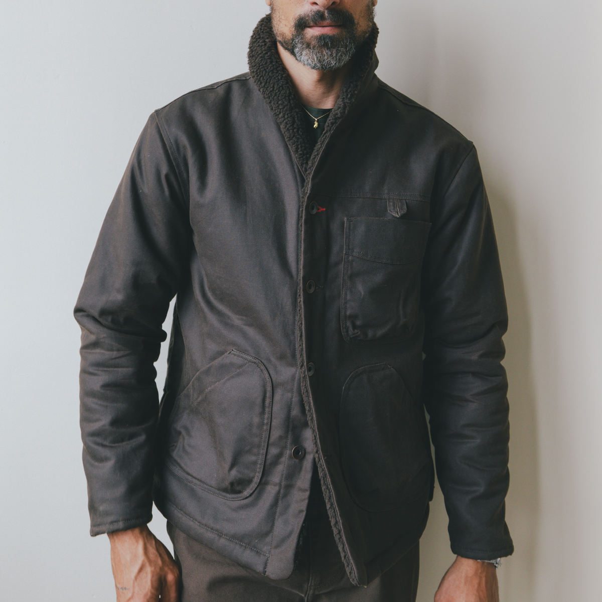 Imperfects Sherpa Shepherds Shirt in Waxed Canvas