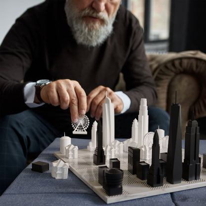 New York Vs. Los Angeles Marble Board Chess Set