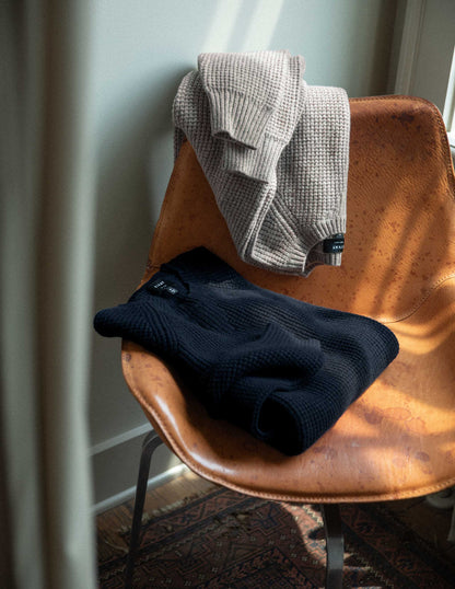 Sonny Waffle Sweater in Navy